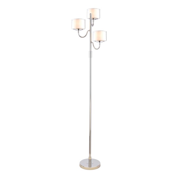 (image for) Laura Ashley Southwell 3 Light Floor Lamp Polished Nickel and Opal Glass